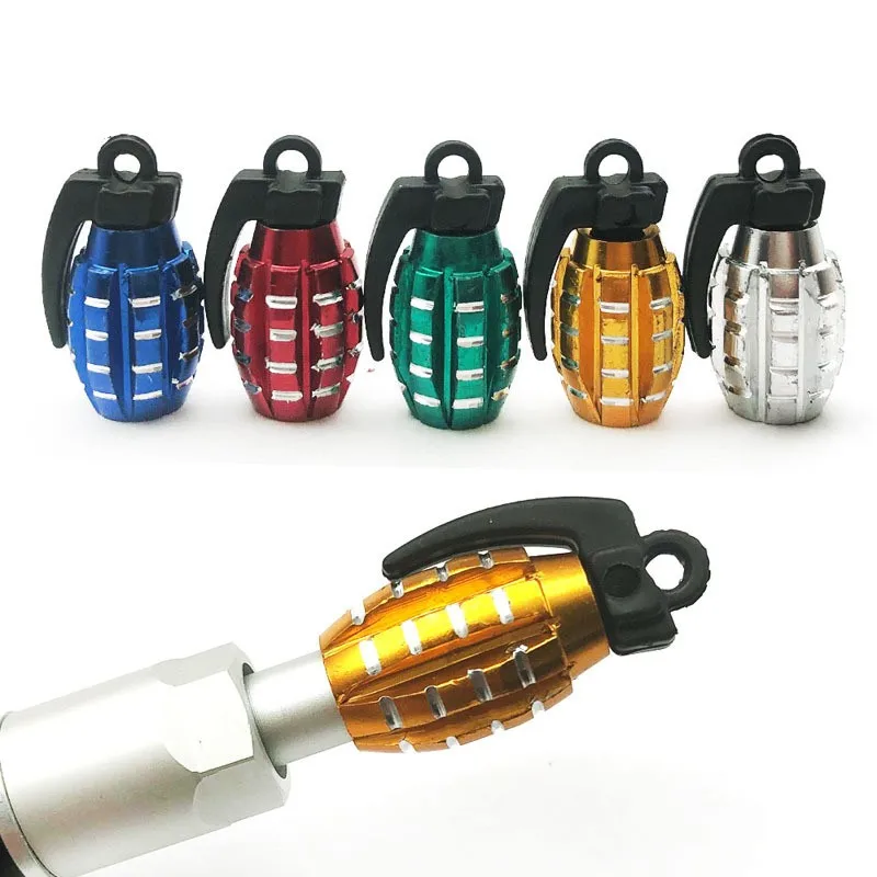 4pcs Aluminum Car Tire Valve Cap Grenade