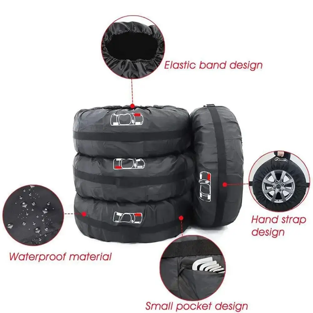 1PCS Car Spare Tire Cover Case Polyester Auto Wheel Tire Storage Bags