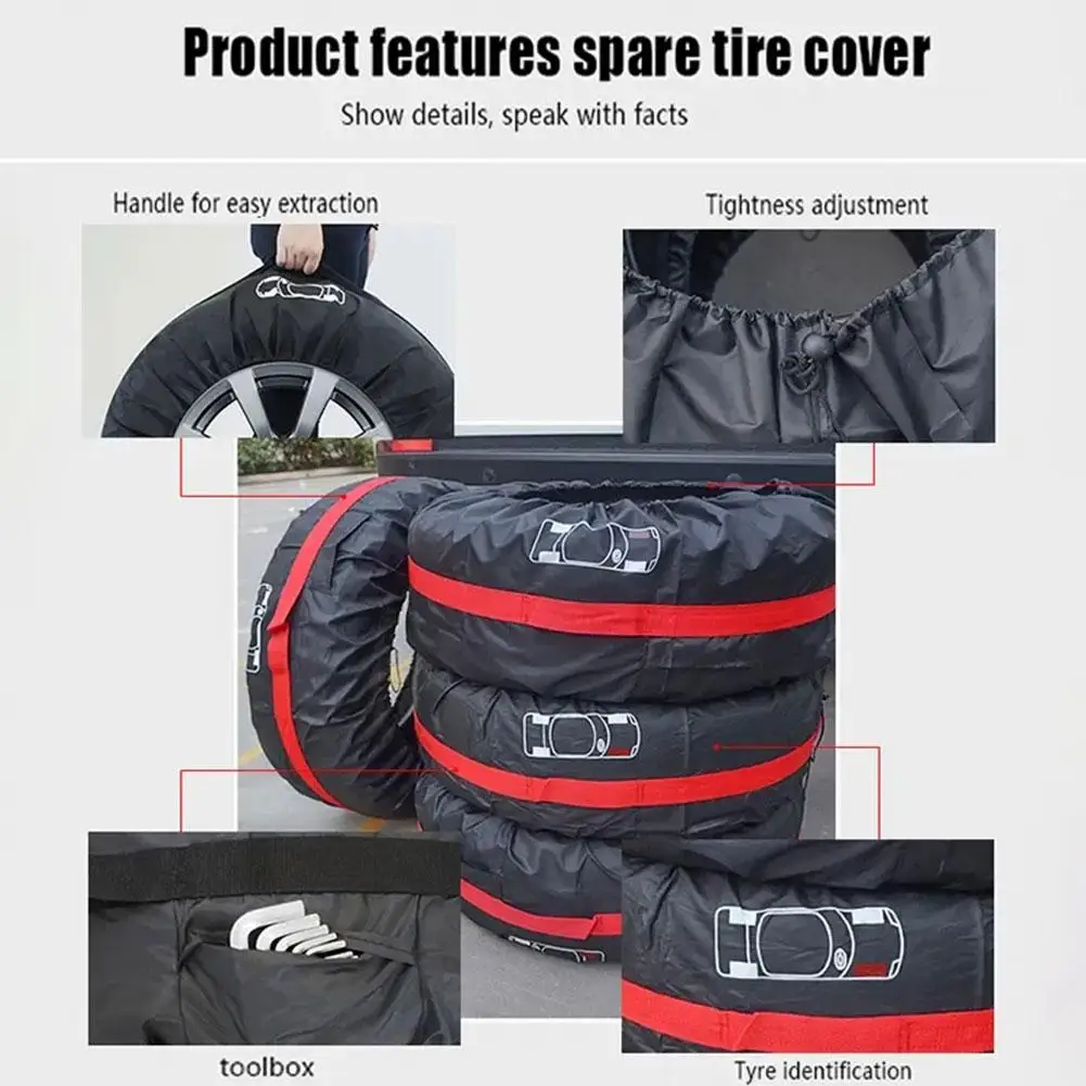 1PCS Car Spare Tire Cover Case Polyester Auto Wheel Tire Storage Bags
