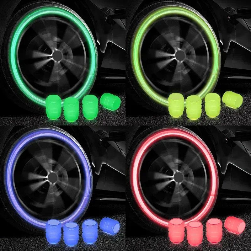 1-20PCS Luminous Car Tire Valve Cap Fluorescent Night Glowing Decor