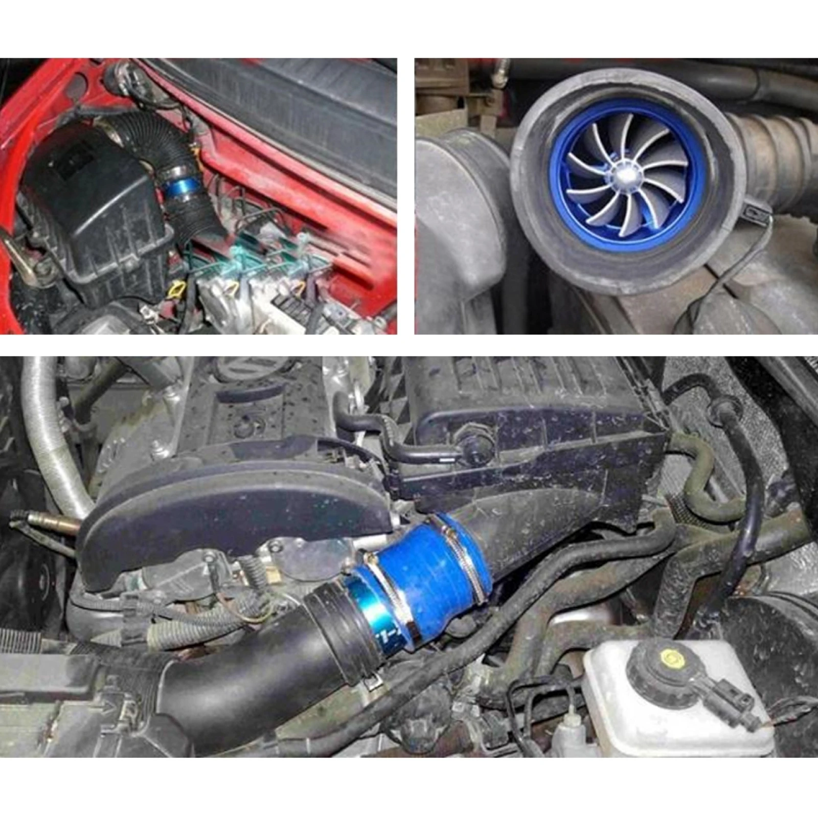 Universal Supercharger Dual Double Turbine Air Intake Fuel Saver