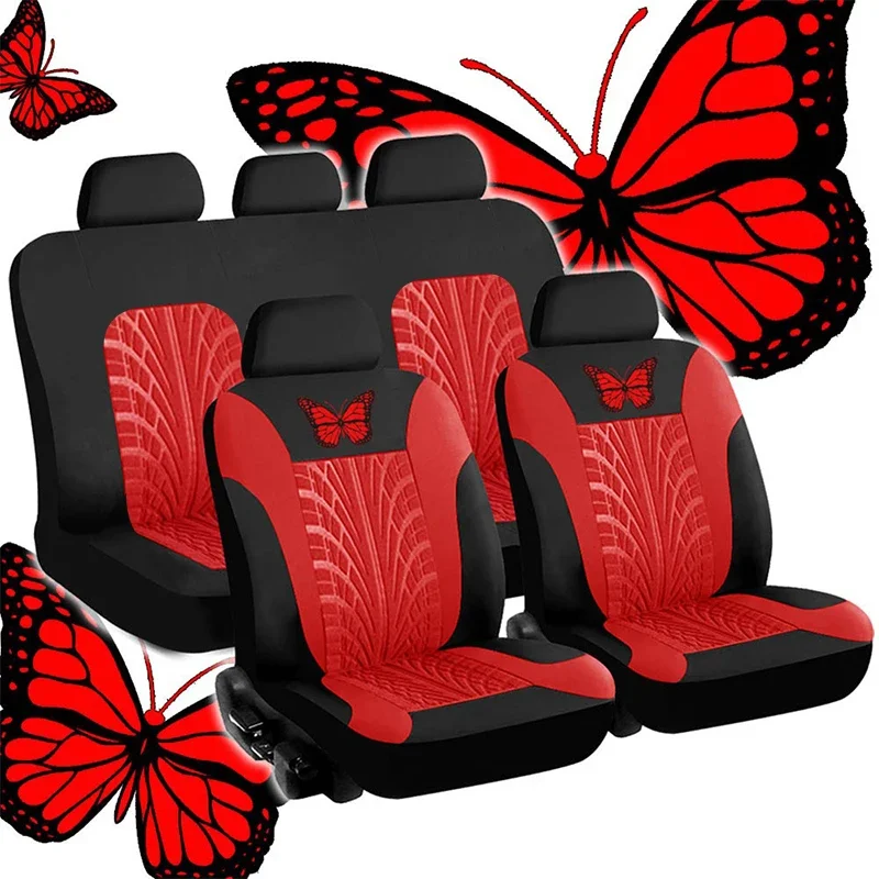 Butterfly Pattern Embroidery Auto Seat Cover Set Butterfly Pattern Embroidery Auto Seat Cover Set