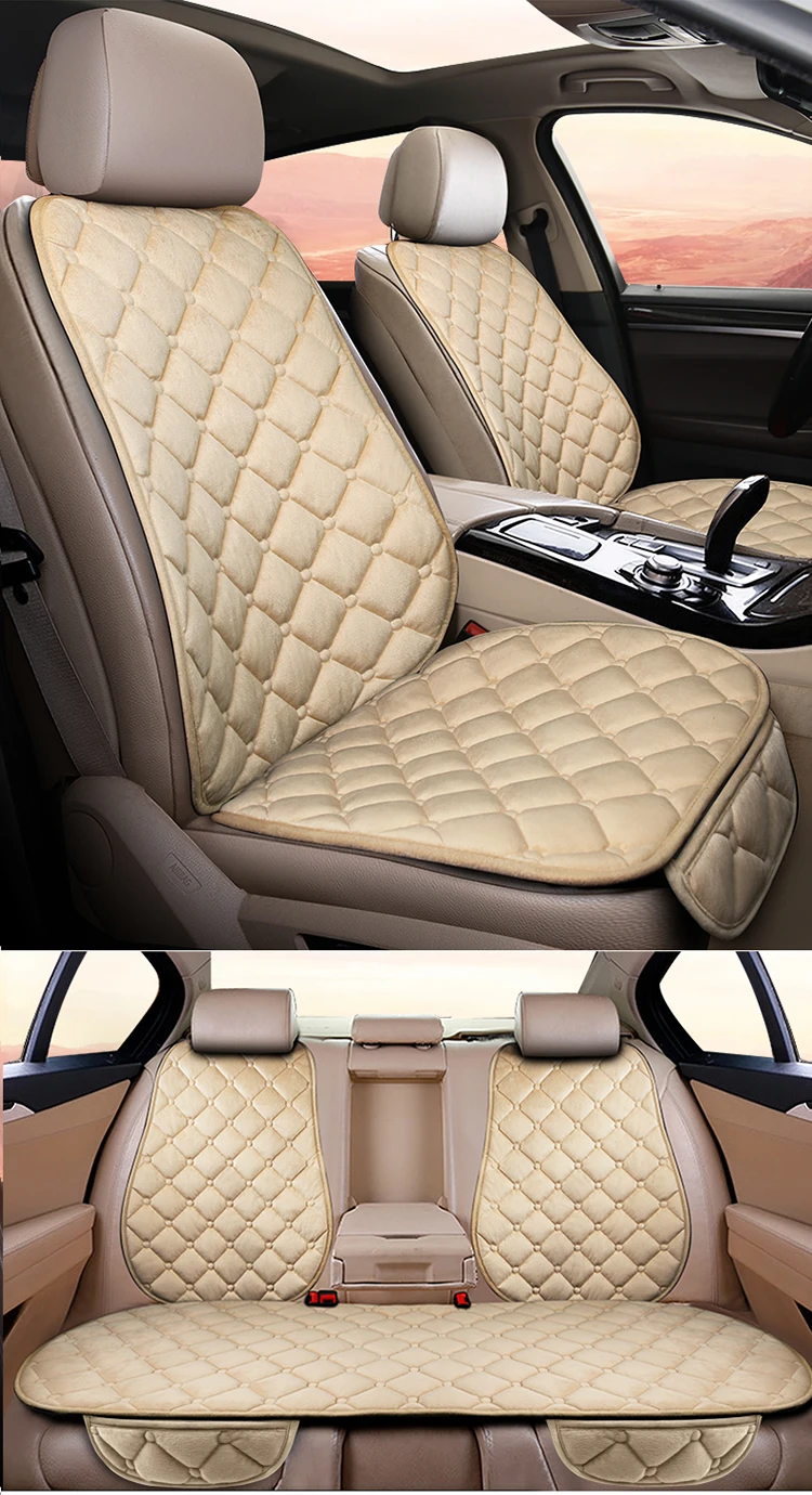 Car Seat Cover Front/Rear Flax/Linen Seat Cushion Protector Pad