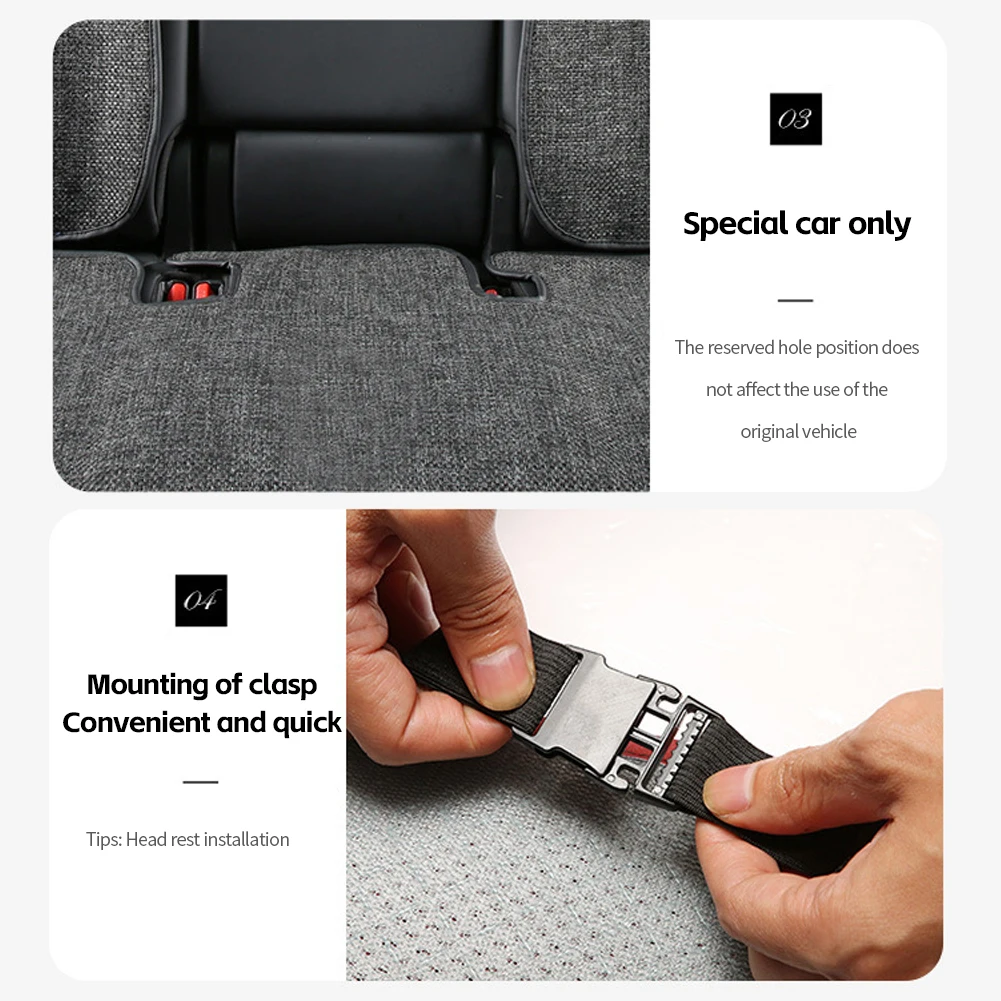 Car Flax Seat Pad Cover Comfortable Non-slip Breathable