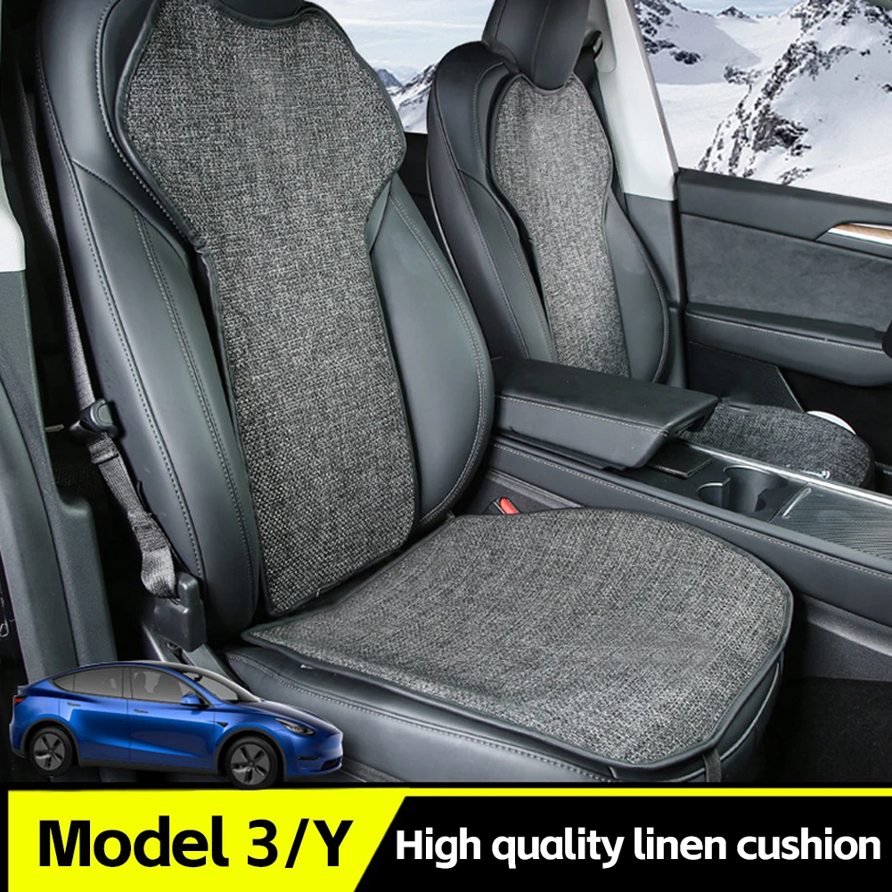 Car Flax Seat Pad Cover Comfortable Non-slip Breathable