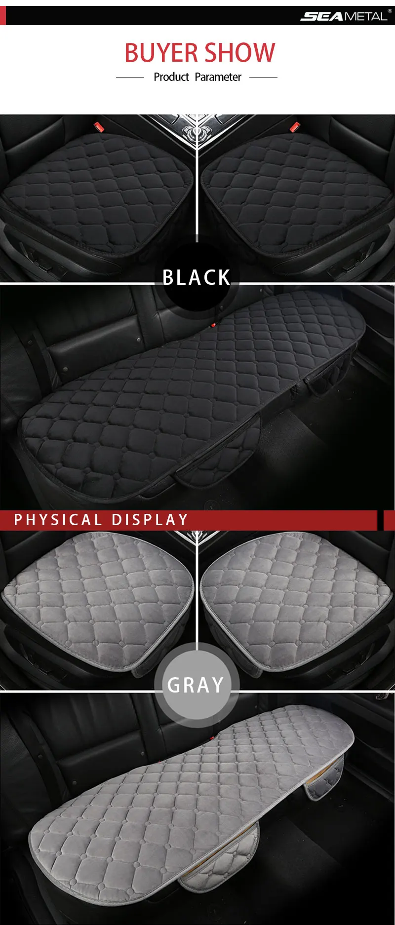 SEAMETAL Plush Car Seat Cover Anti Slip Soft Seat Cushion SEAMETAL Plush Car Seat Cover Anti Slip Soft Seat Cushion