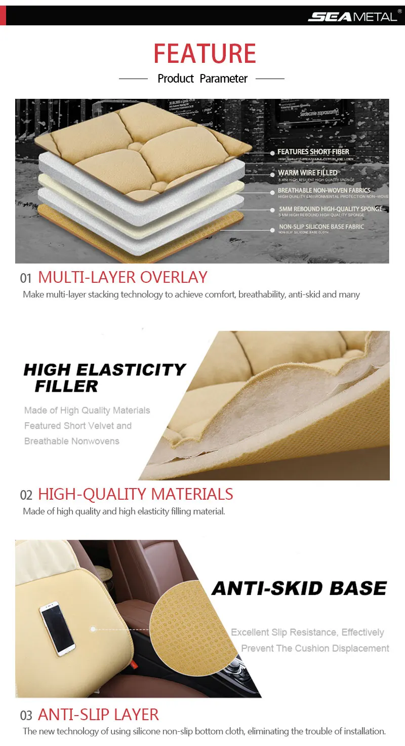 SEAMETAL Plush Car Seat Cover Anti Slip Soft Seat Cushion SEAMETAL Plush Car Seat Cover Anti Slip Soft Seat Cushion