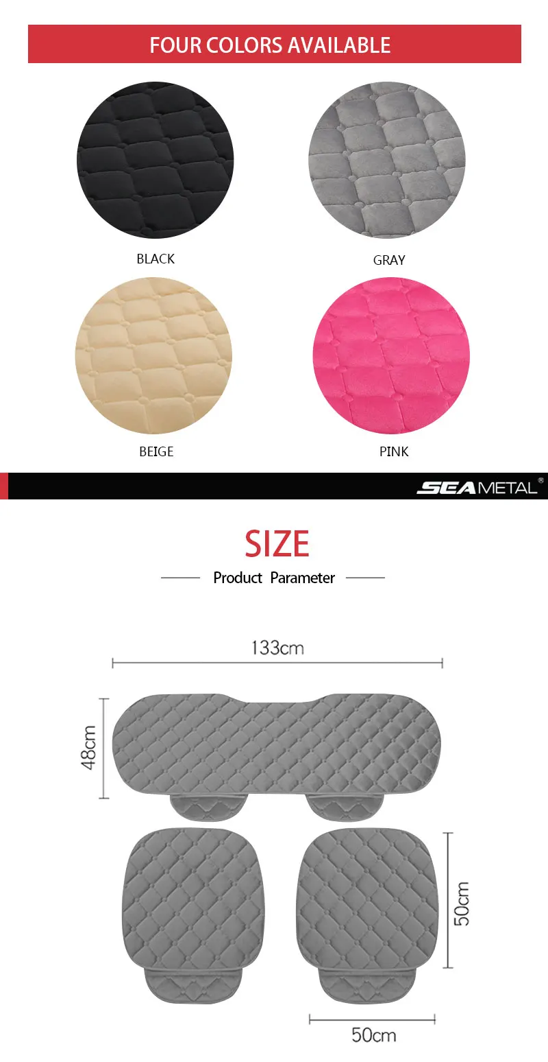SEAMETAL Plush Car Seat Cover Anti Slip Soft Seat Cushion SEAMETAL Plush Car Seat Cover Anti Slip Soft Seat Cushion