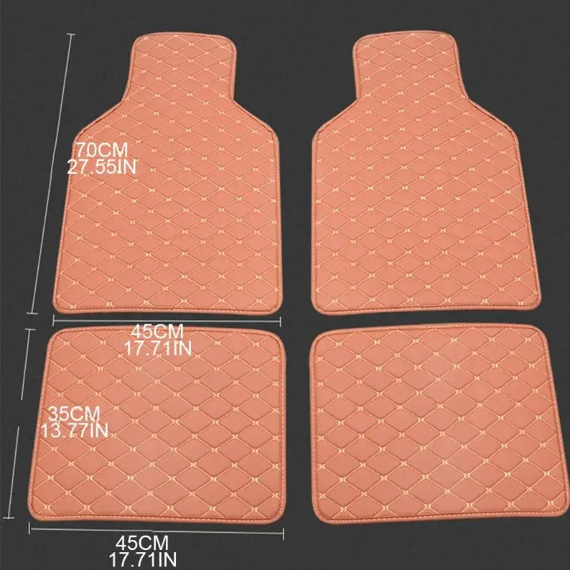 4pc Universal Fit PU Leather Beige Car Floor Mat