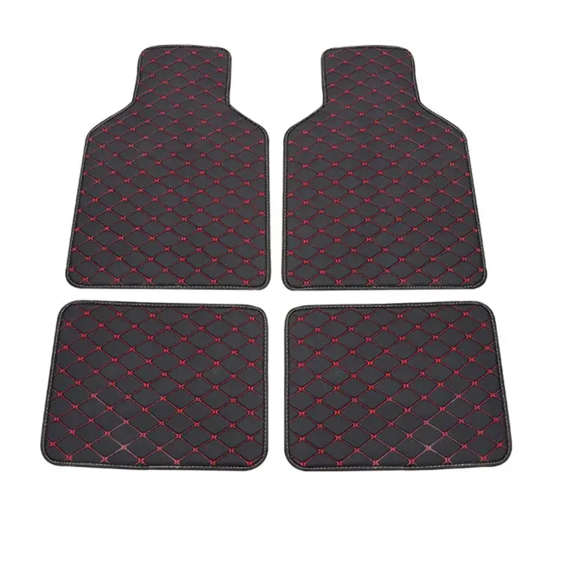 4pc Universal Fit PU Leather Beige Car Floor Mat