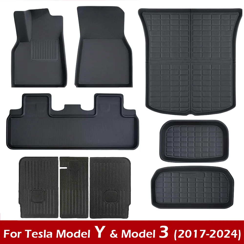 Floor Mats for Tesla Model Y Model 3 Highland 2017-2024 All Weather