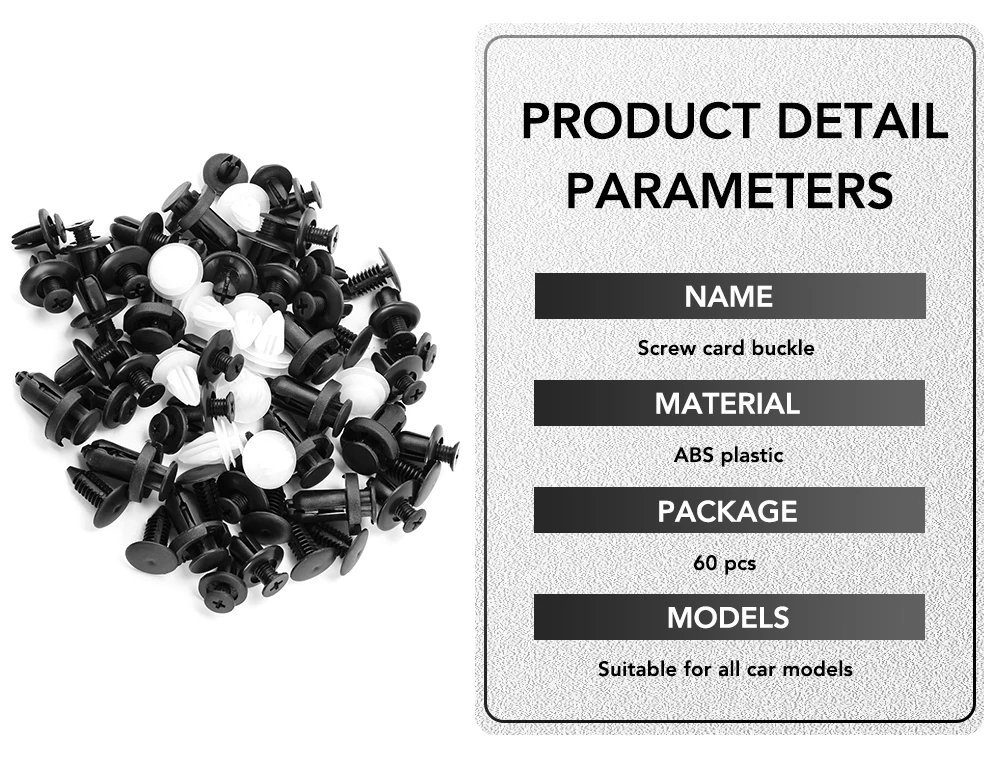 60pcs Mixed Auto Fastener Clip