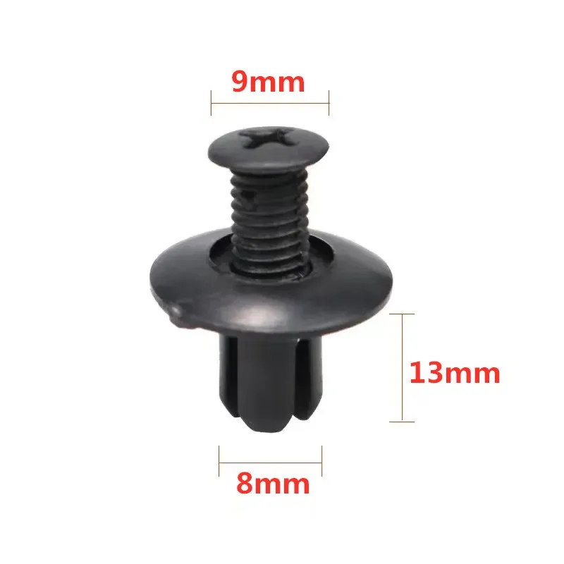 5/100pcs 8mm Plastic Rivets Fasteners Screw Car Bumper Fender