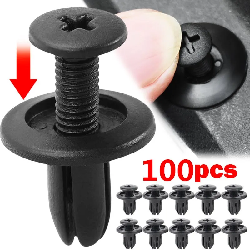 5/100pcs 8mm Plastic Rivets Fasteners Screw Car Bumper Fender