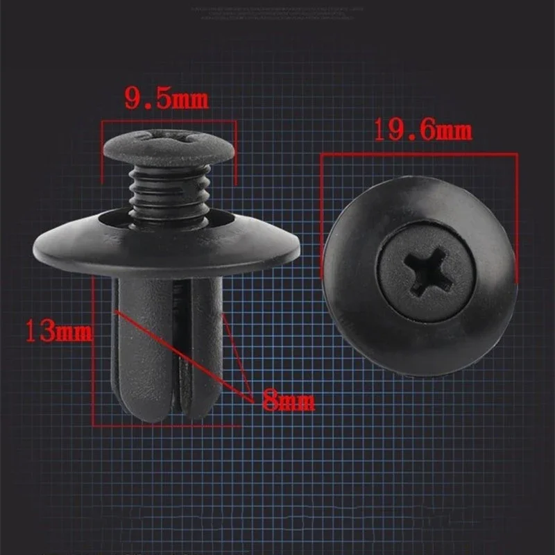 10-200pcs 8mm Plastic Rivets Fasteners Screw
