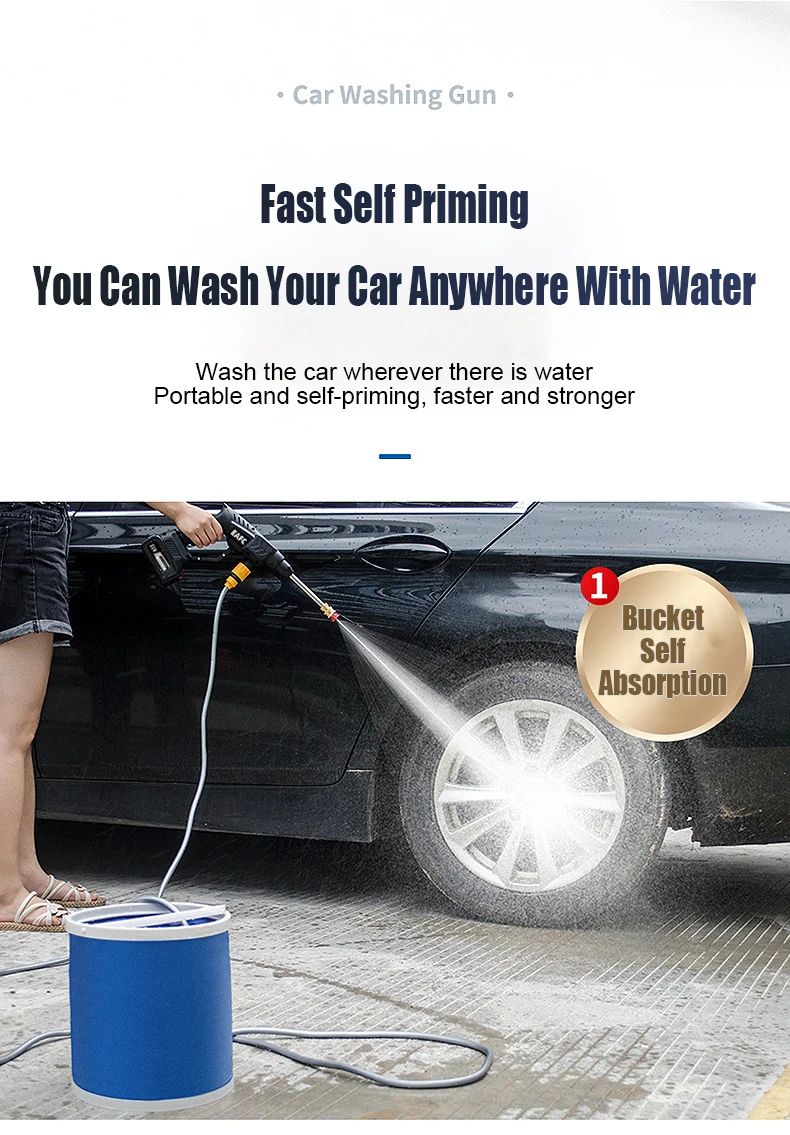 60Bar 21V Cordless High Pressure Car Washer Gun
