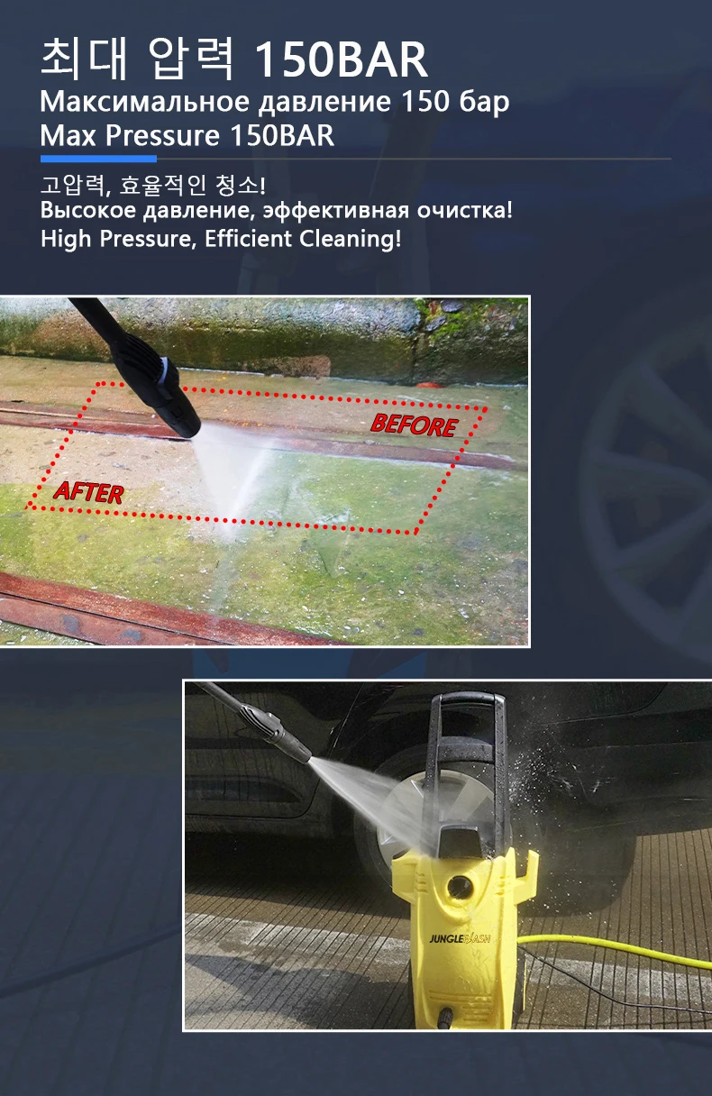 JUNGLEFLASH 2000W 160Bar High Pressure Washer Water Jet