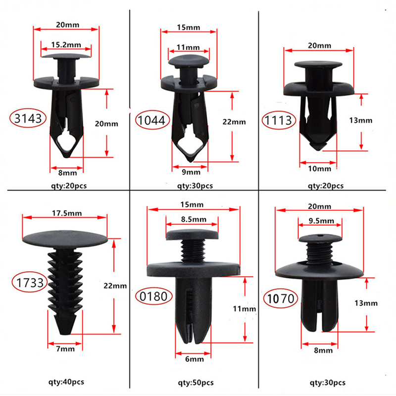 6 Size Plastic Fasteners Kit