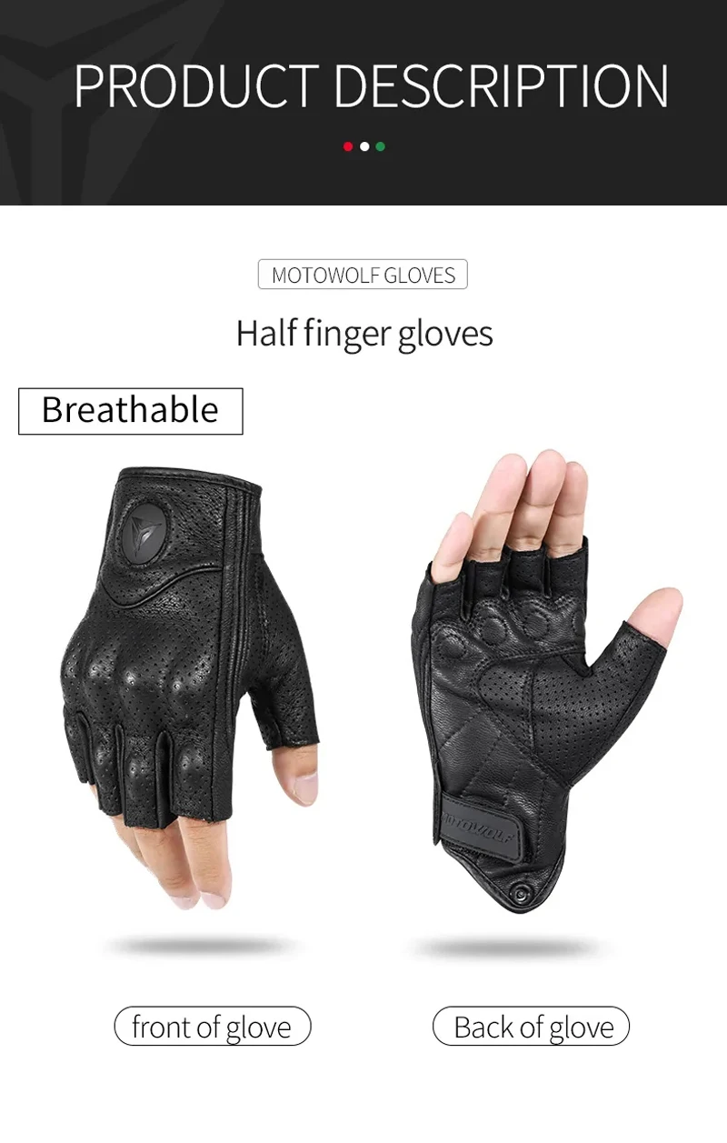 Summer Motorcycle Fingerless Gloves