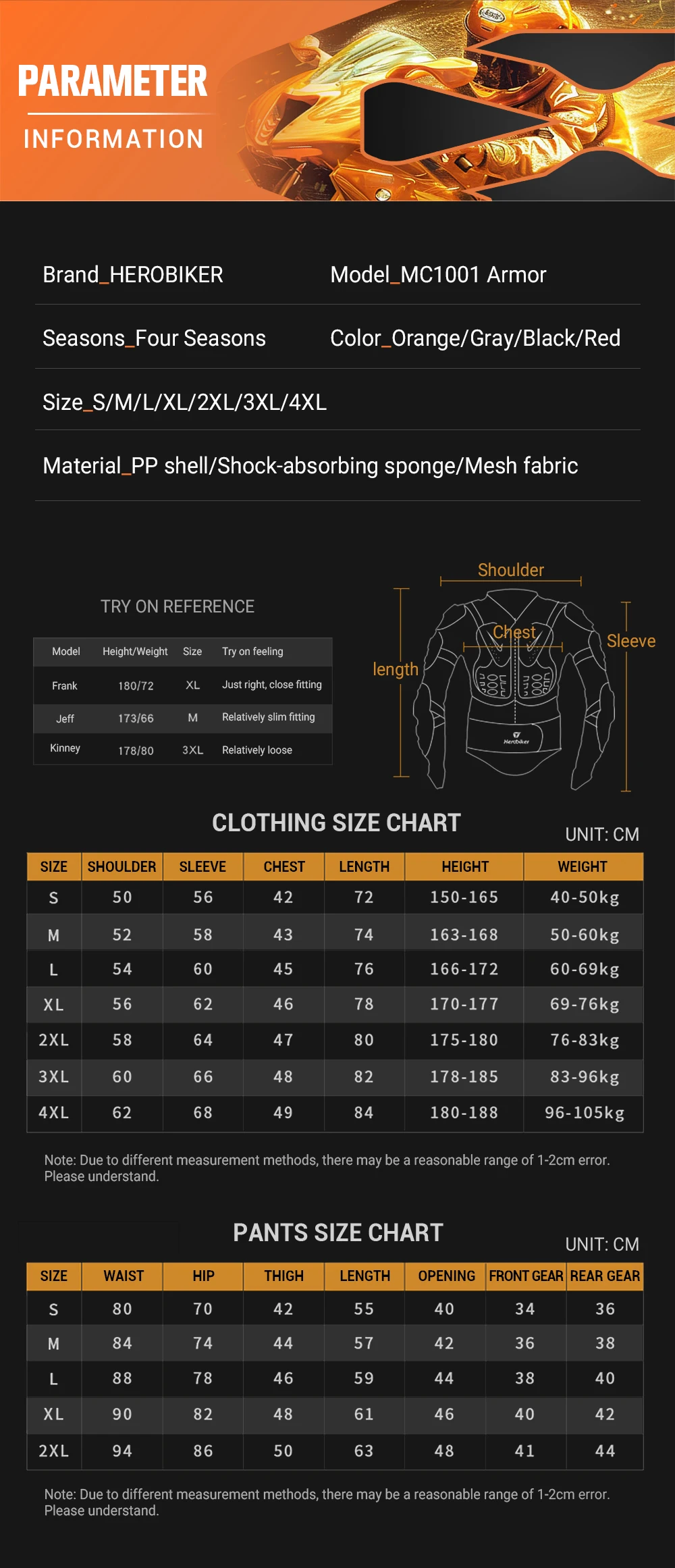 Motocross Chest Back Protect. Body Armor Riding Protector