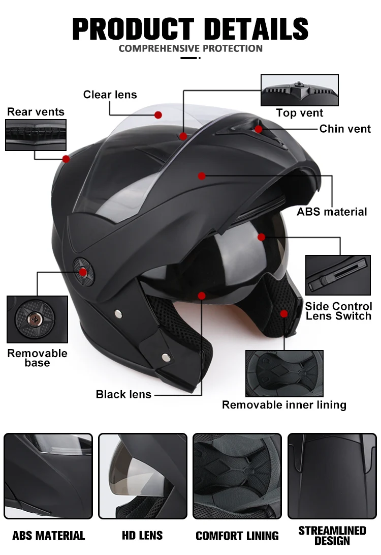 Motorcycle Helmet Double Lens Cross Section