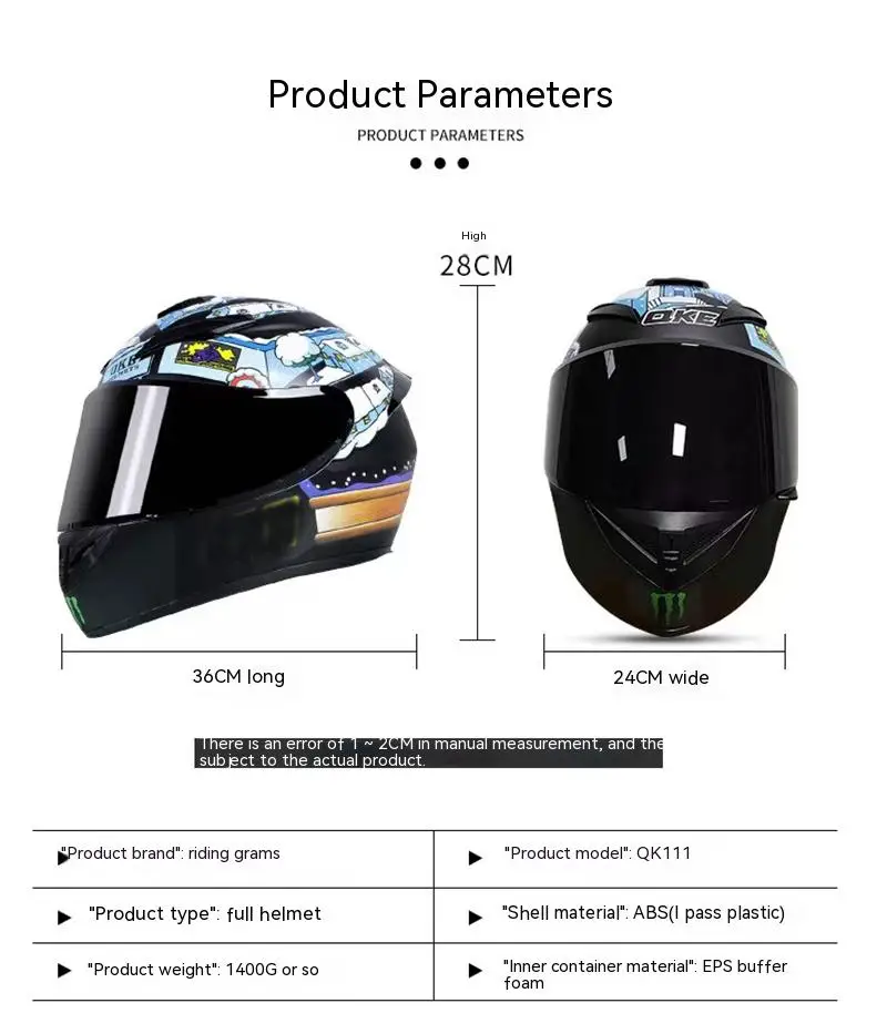 Unisex Motorcycle Helmet