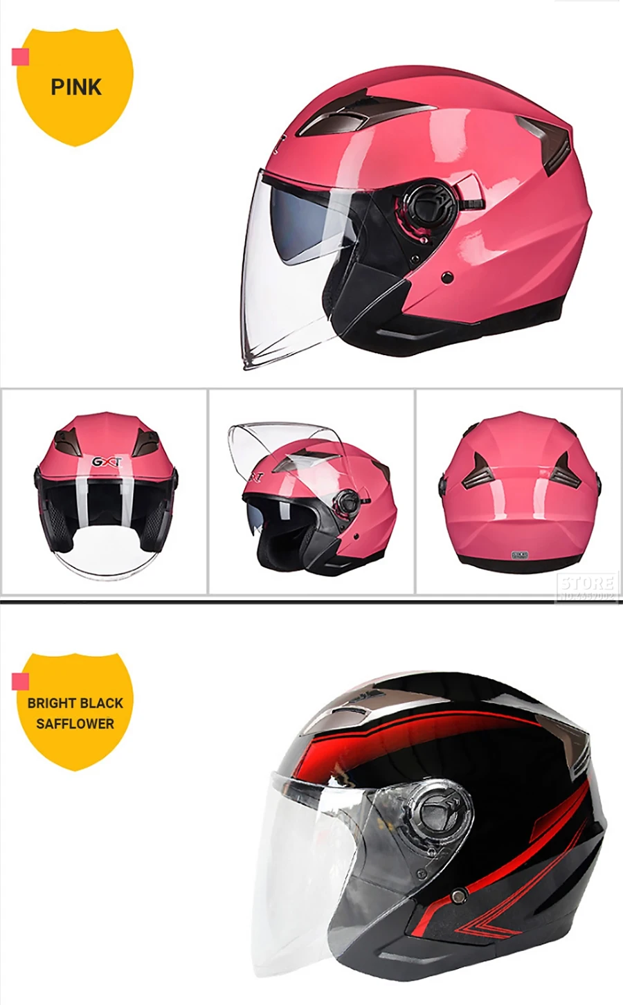 Motorcycle Helmet Half Face Double Lens