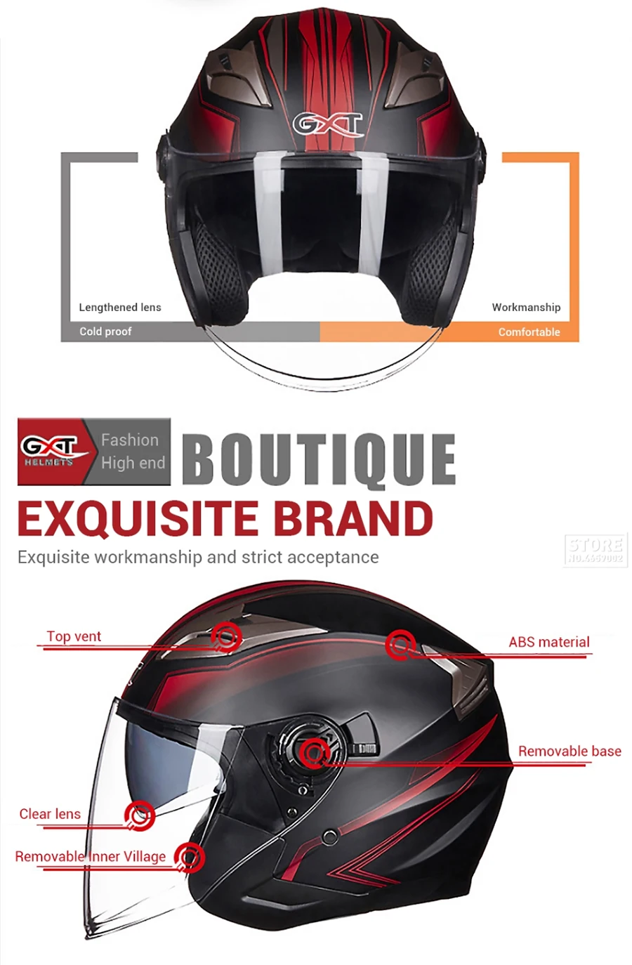 Motorcycle Helmet Half Face Double Lens