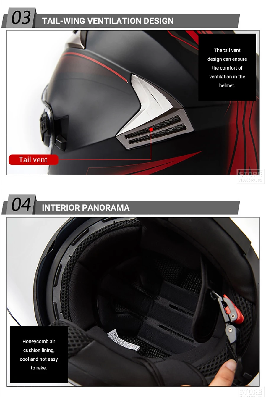 Motorcycle Helmet Half Face Double Lens