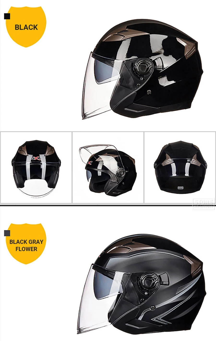 Motorcycle Helmet Half Face Double Lens