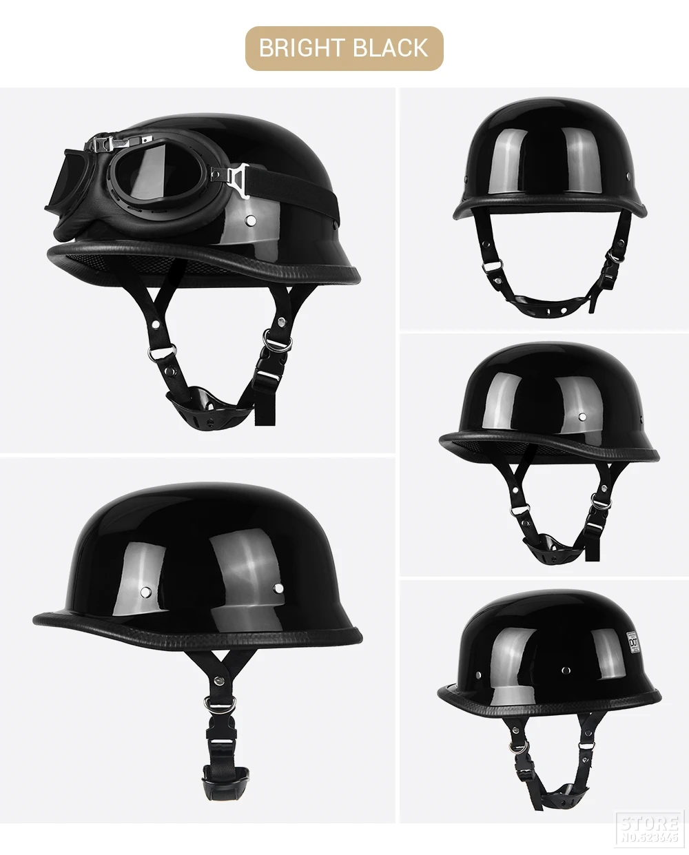 Motorcycle Half Helmet German Leather Vintage