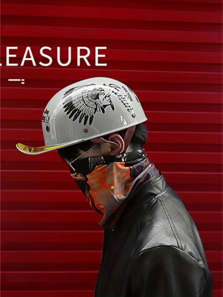 Men Retro Moto Helmets Half Face Baseball Cap