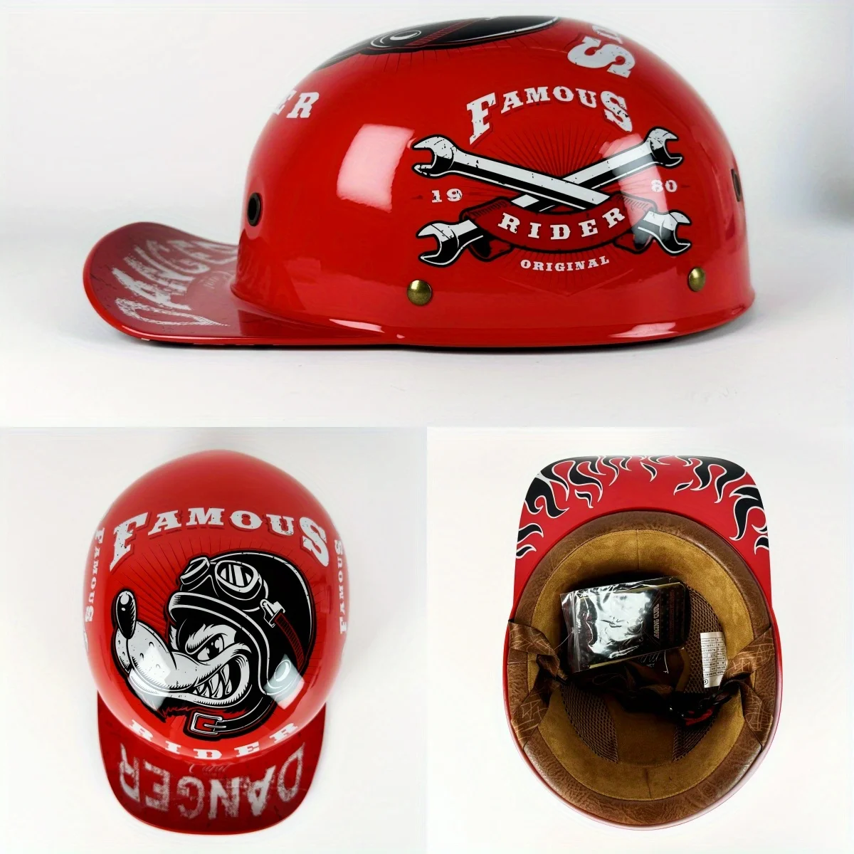 Men Retro Moto Helmets Half Face Baseball Cap