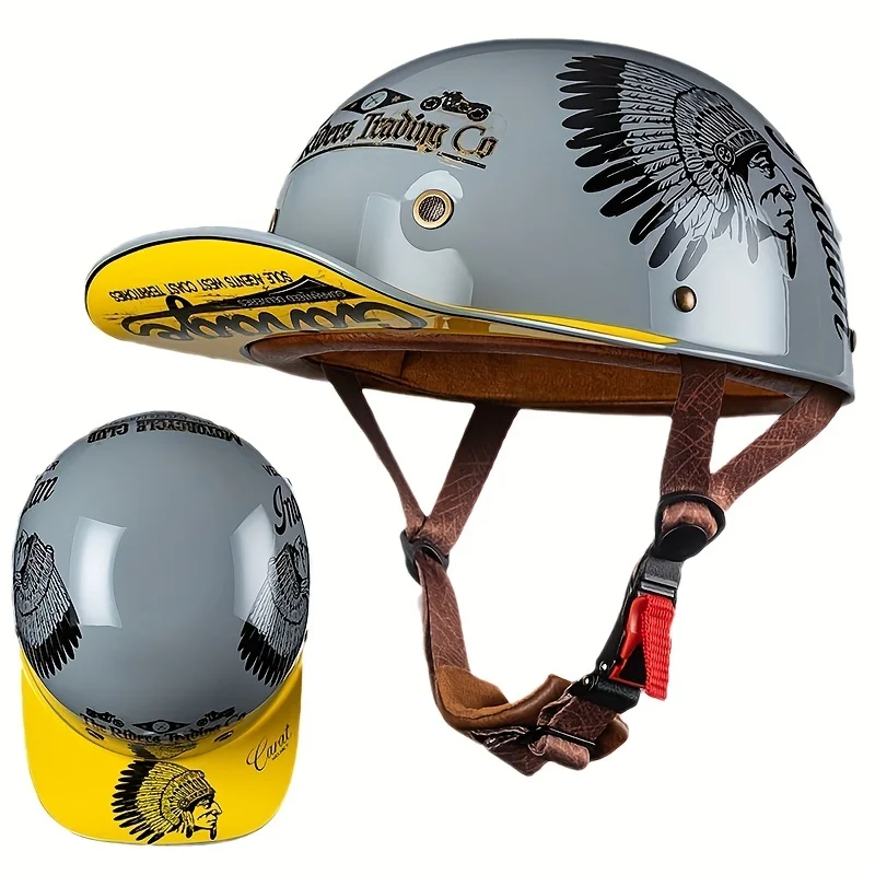 Men Retro Moto Helmets Half Face Baseball Cap