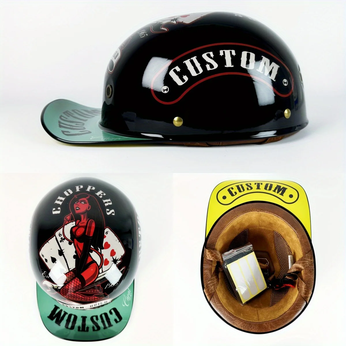 Men Retro Moto Helmets Half Face Baseball Cap