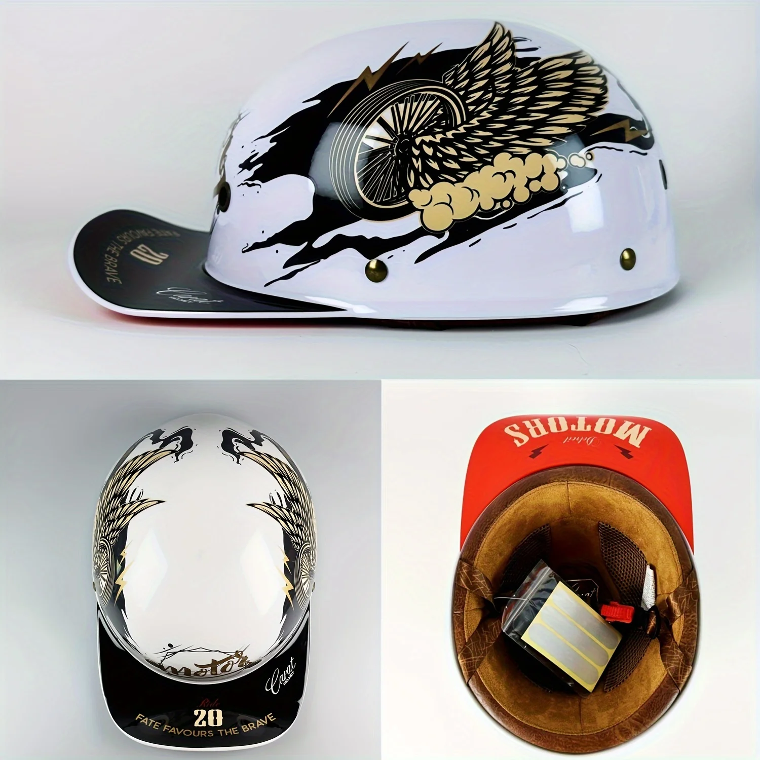 Men Retro Moto Helmets Half Face Baseball Cap