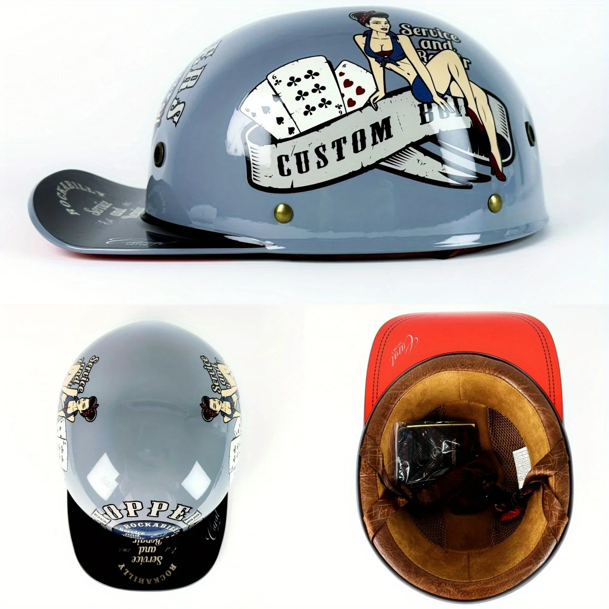 Men Retro Moto Helmets Half Face Baseball Cap