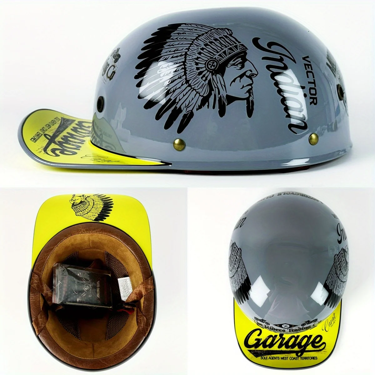 Men Retro Moto Helmets Half Face Baseball Cap