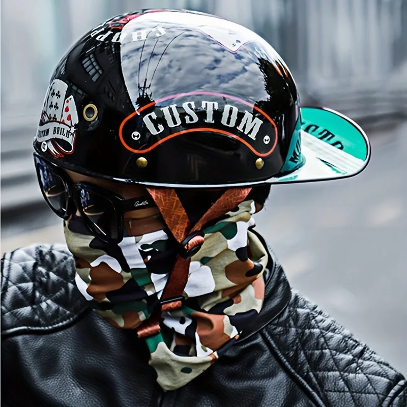 Men Retro Moto Helmets Half Face Baseball Cap