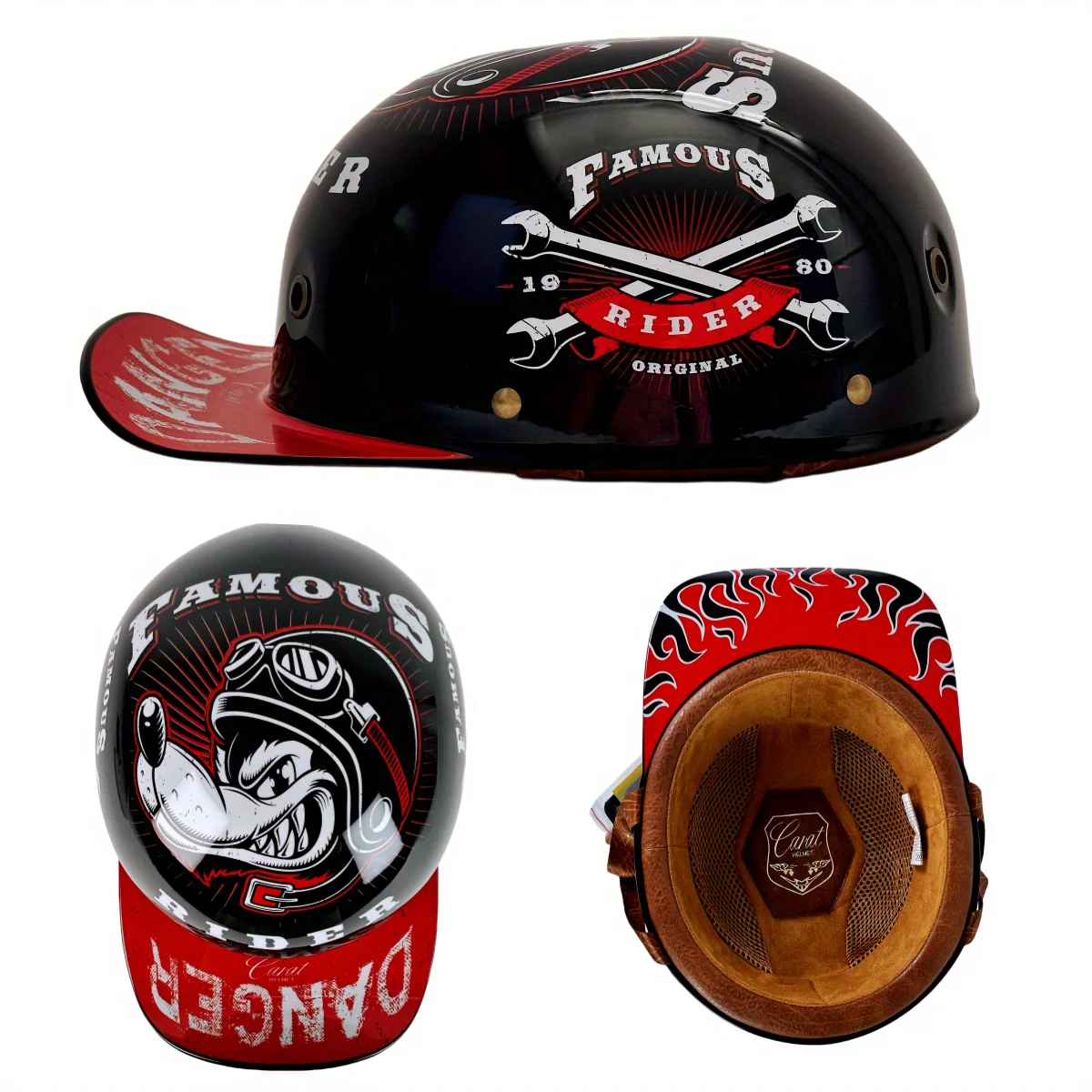 Men Retro Moto Helmets Half Face Baseball Cap
