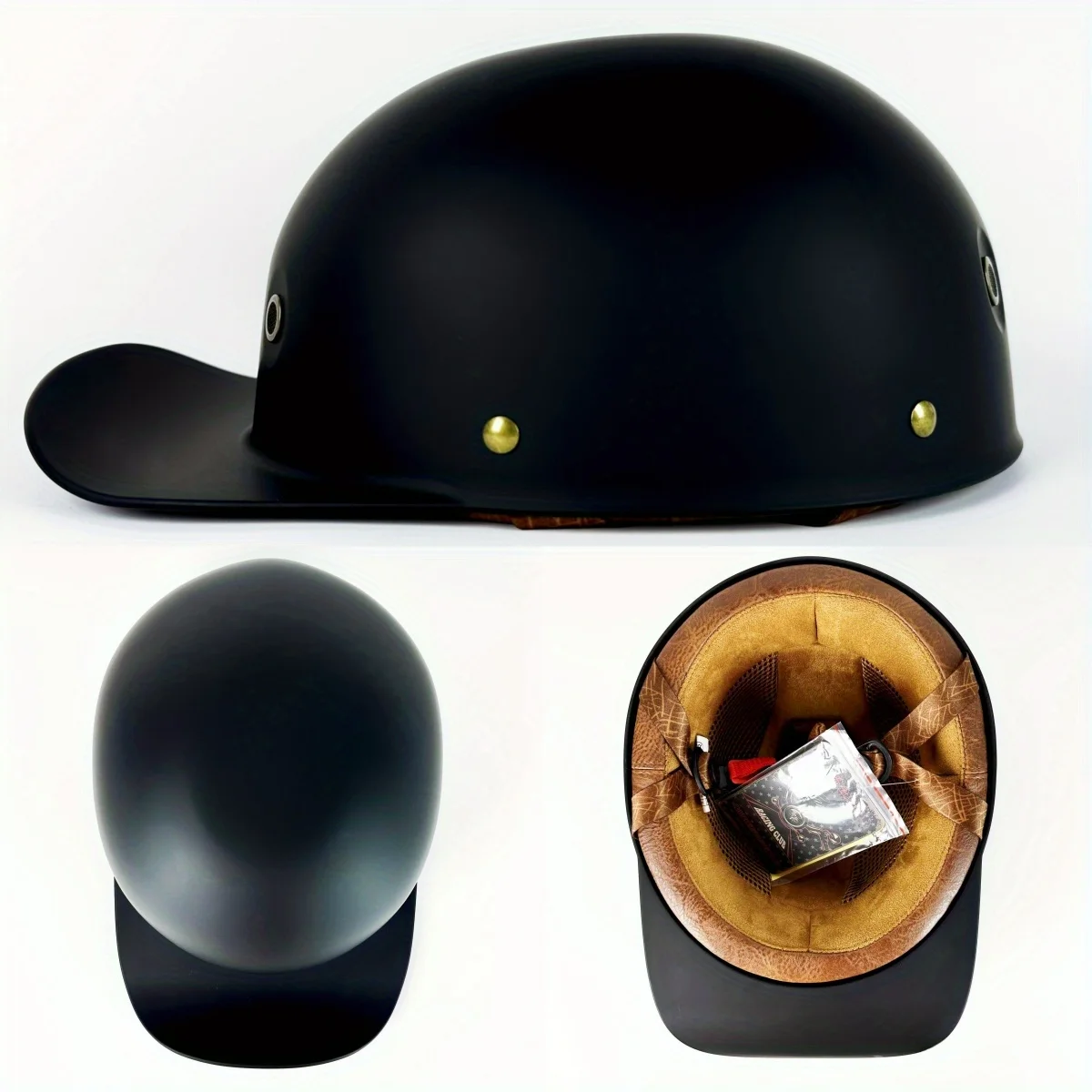 Men Retro Moto Helmets Half Face Baseball Cap