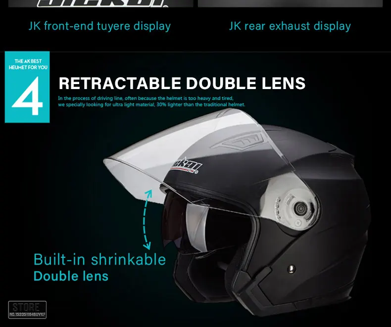 Kart Scooter Motor Van Motorcycle Dual Lens Vintage Helmets