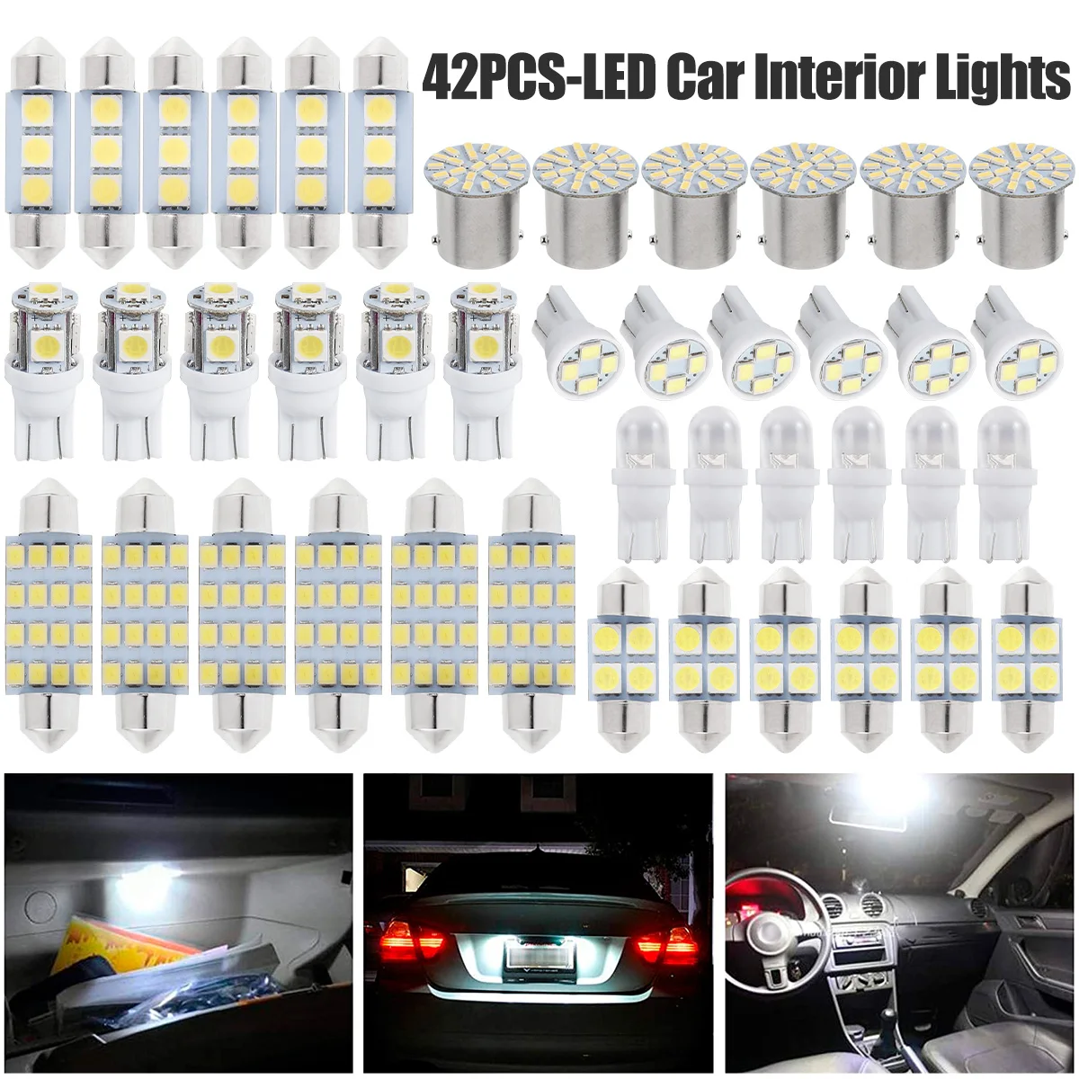 42Pcs LED Car Interior Lights