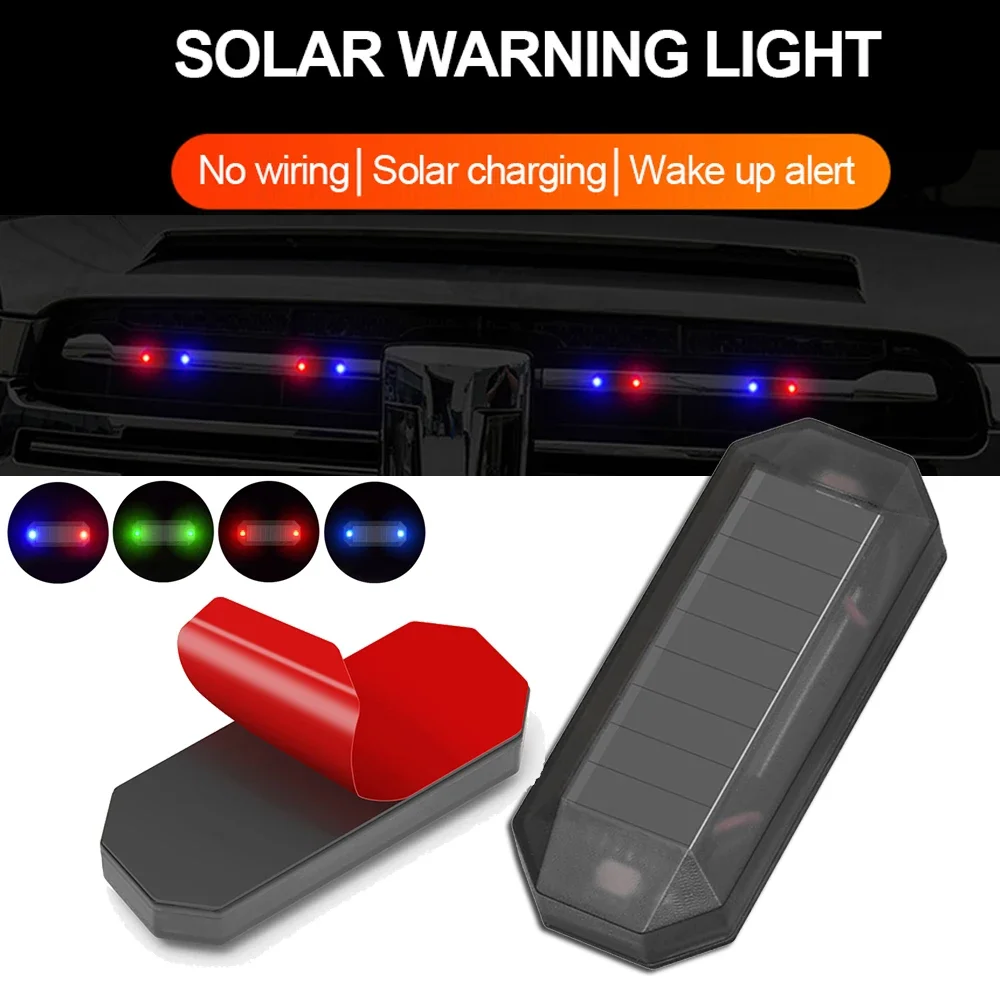 Car Mini LED Solar Power Warning Light Night Security