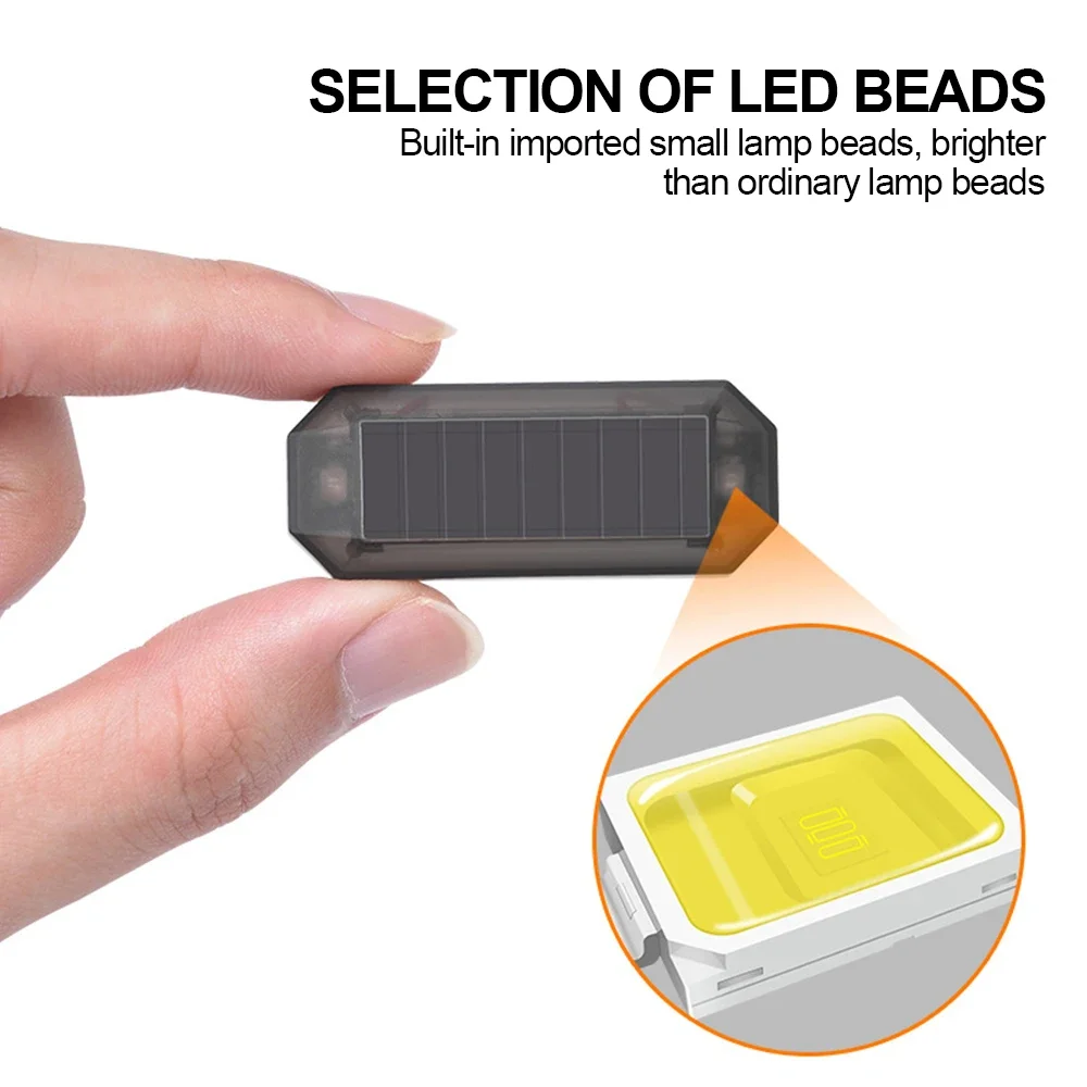 Car Mini LED Solar Power Warning Light Night Security