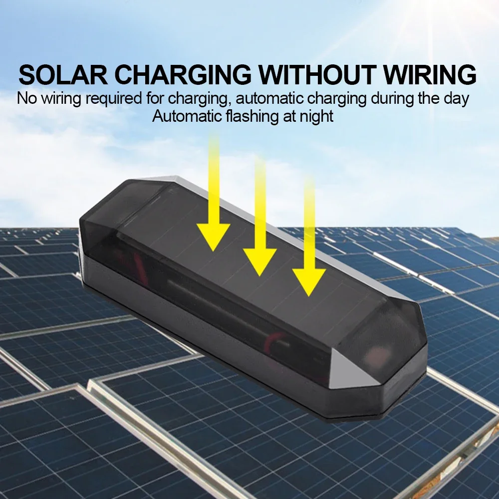 Car Mini LED Solar Power Warning Light Night Security